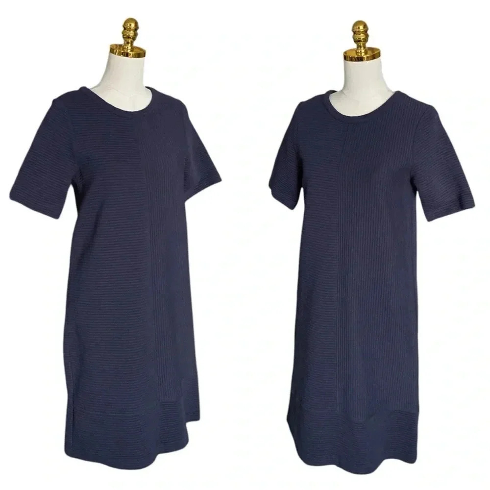 BODEN | Women’s Navy Blue Hattie Textured Ribbed Shift Dress Size 8 - Picture 4 of 10